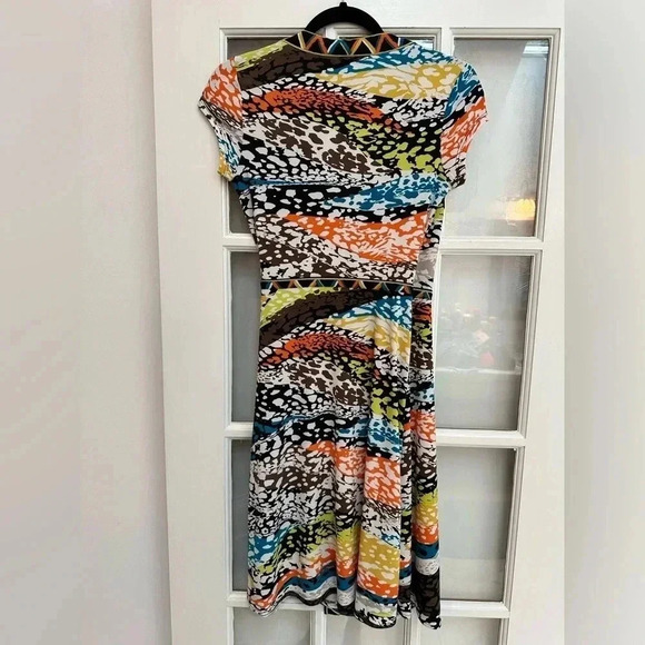 BCBGMAXAZRIA Y2K Daly Multicolor Leopard Wrap Dress Women’s Size XS - Picture 5 of 12